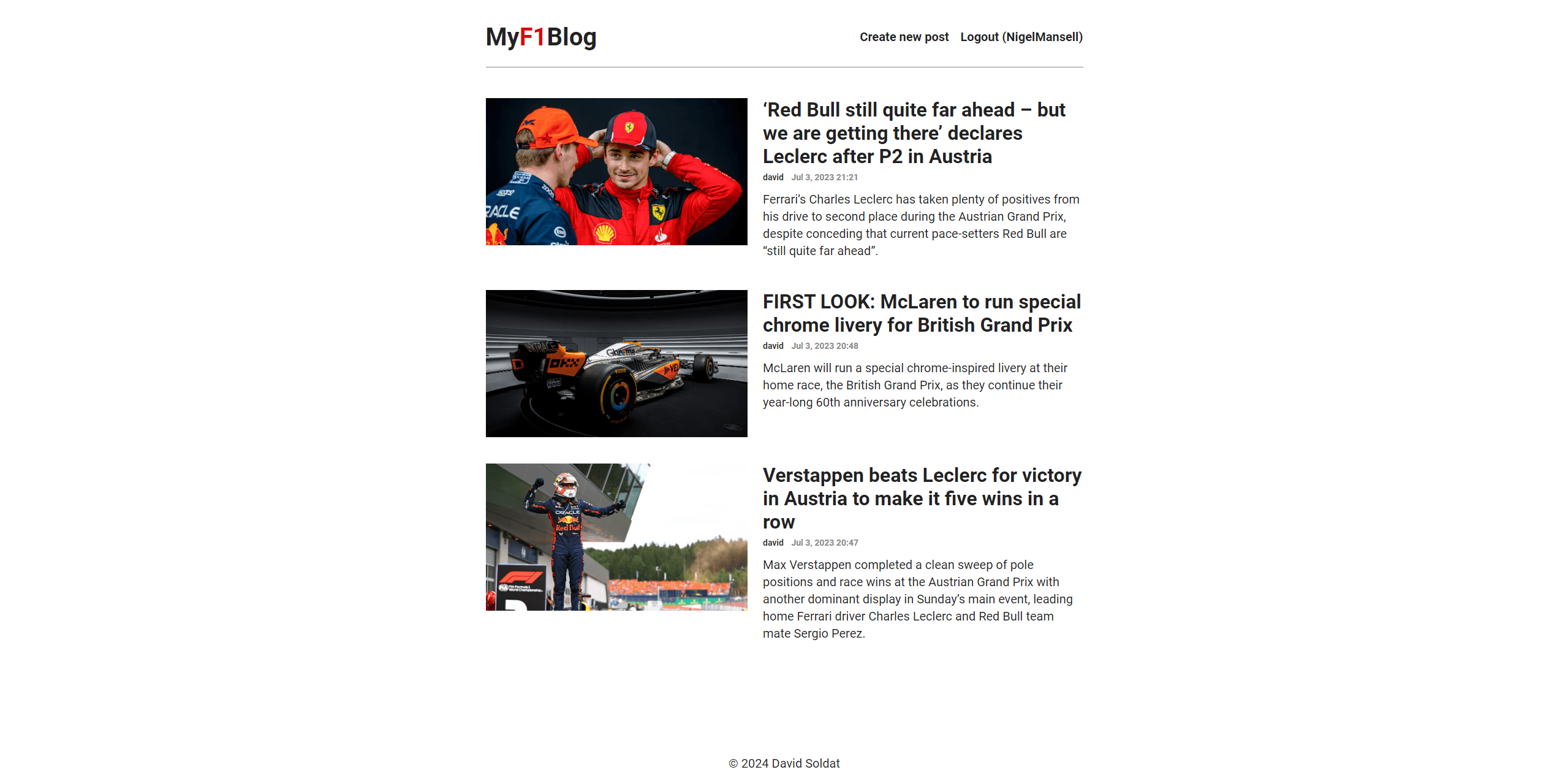 F1 themed blog